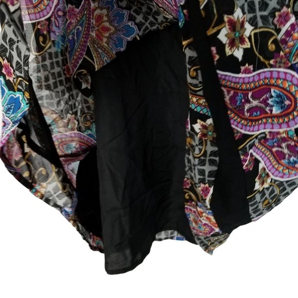 KAREN KANE A-line Dress Long Sheer Sleeves Cold Shoulder Paisley Women's size 8 - Picture 6 of 6